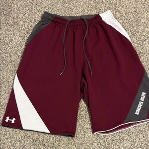 Under Armour Men's Burgundy and White Athletic Shorts